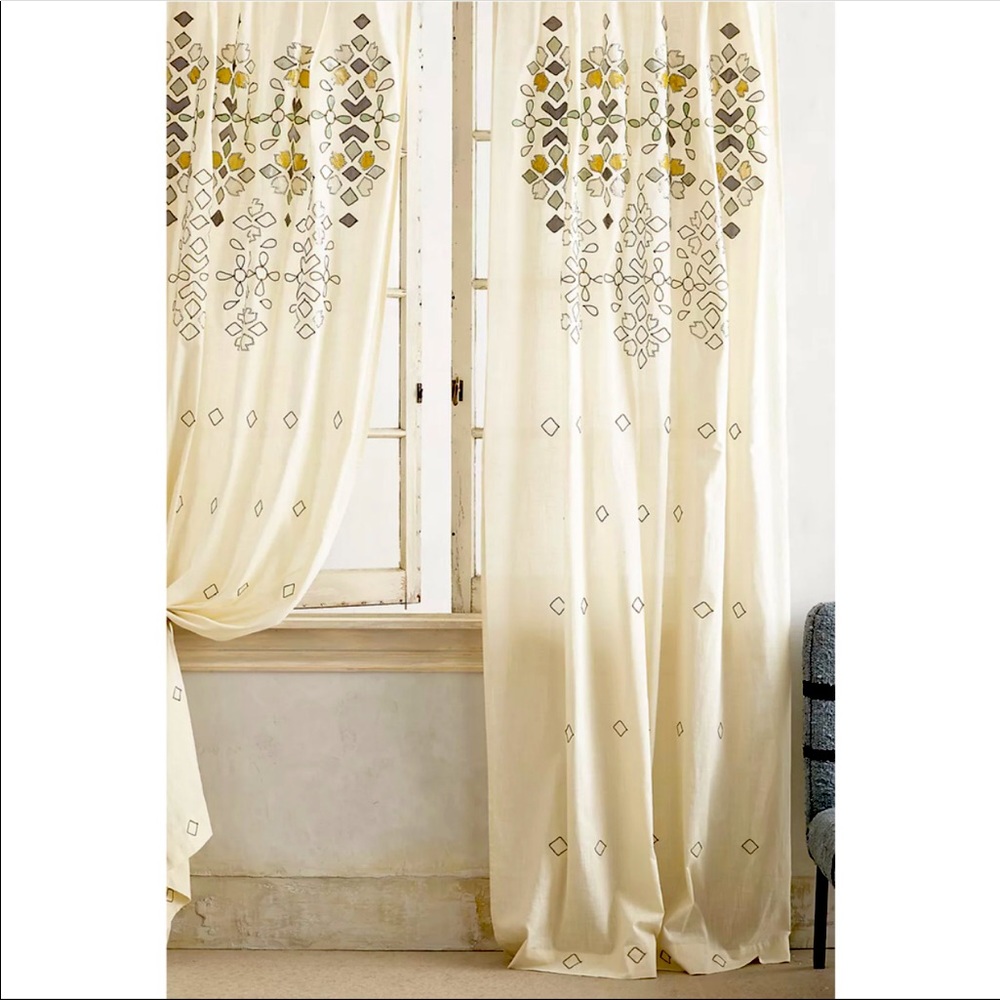 Anthropologie velvet and sequin detail curtains